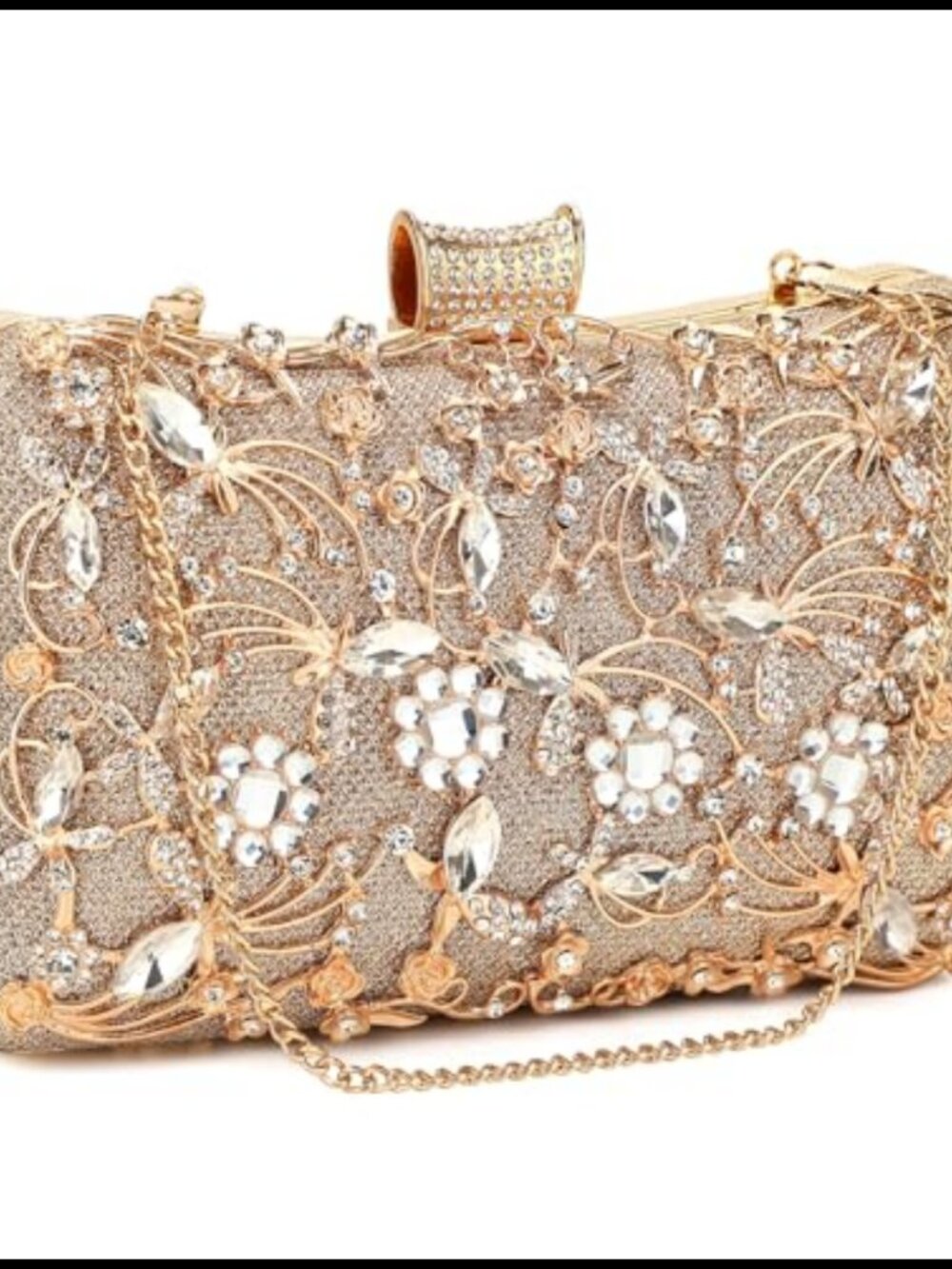Rhinestone Clutch Purse Evening Bag for Women with Chain Strap